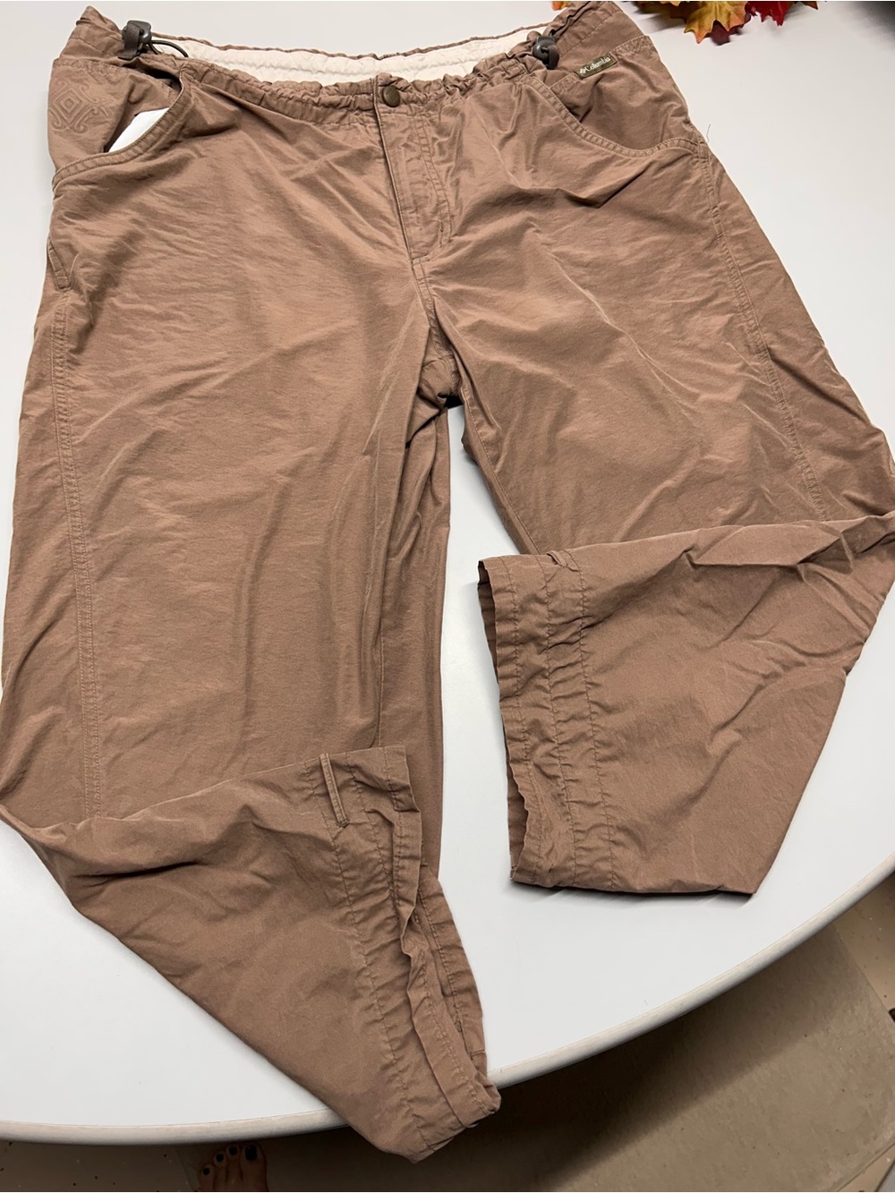 Women's Casual Drawstring Cargo Pants - Brown